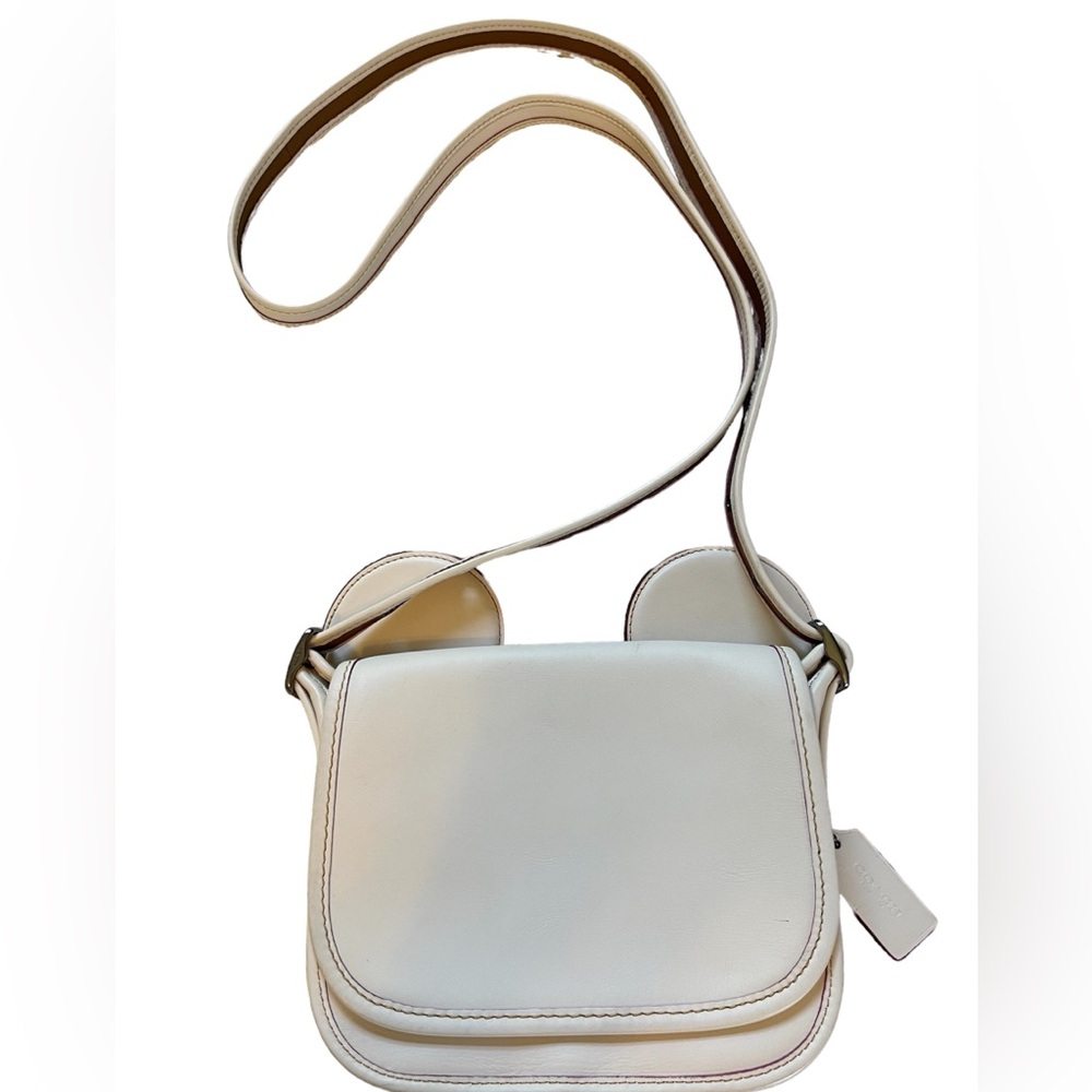 Rare! Coach Disney Patricia Mickey Mouse Ears Chalk Leather Crossbody Bag - Picture 10 of 16